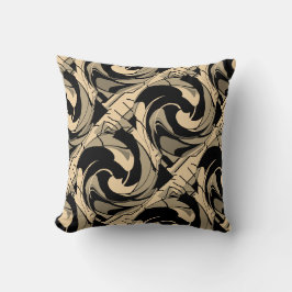 Black Tan Taupe Brown Slanted Mediterranen Mosaik Kissen