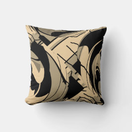 Black Tan Taupe Brown Swirling Lush Blätter Motif Kissen