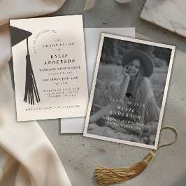 Black Tassel Senior Photo High School Graduation  Einladung