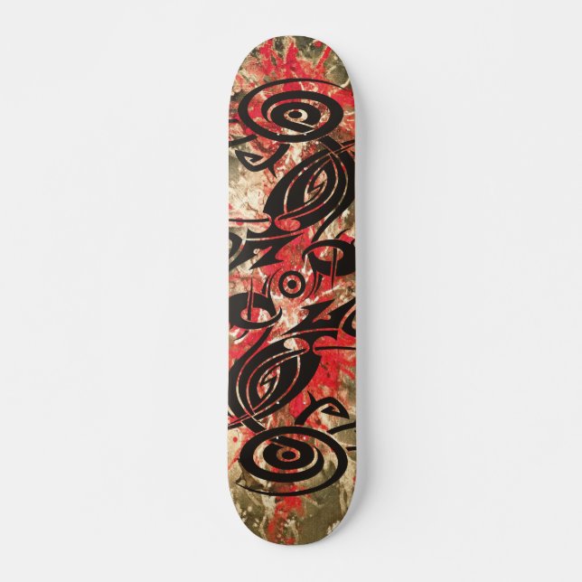 Black Tattoo Tribal 2 | red paint Skateboard (Vorne)