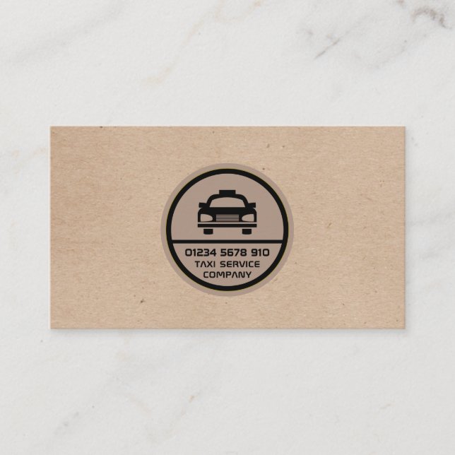 Black Taxi Cab Logo Kraft Paper Effect Price List Visitenkarte (Vorderseite)