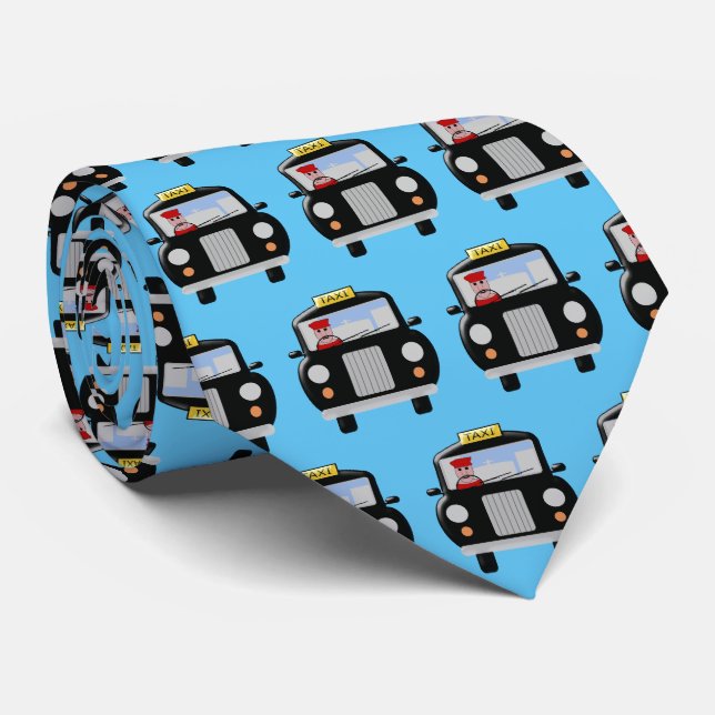 Black Taxi Design Neck Tie Krawatte (Gerollt)
