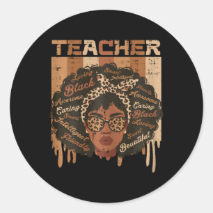 Black Teacher Afro Haare Worte Geschichte Monat Af Runder Aufkleber