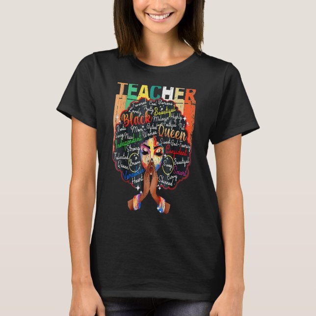 Black Teacher Afro Melanin Retro Black History Mon T-Shirt (Vorderseite)