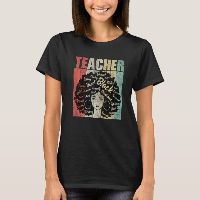 Black Teacher Afro Proud African American Black Hi T-Shirt (Vorderseite)