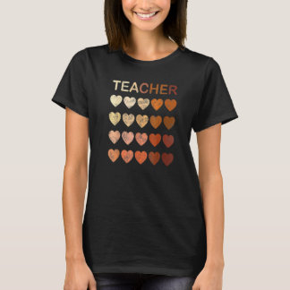 Black Teacher Magic Melanin Hearts Black History M T-Shirt