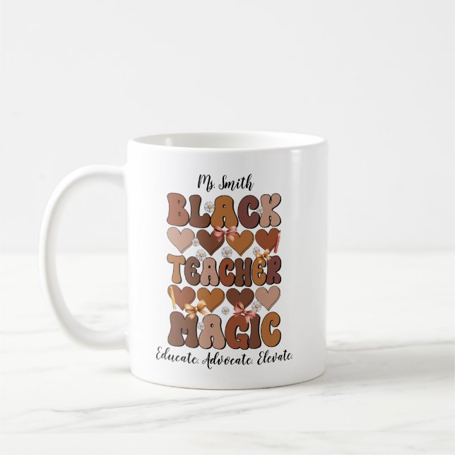 Black Teacher Magic Personalized Mug (Gauche)