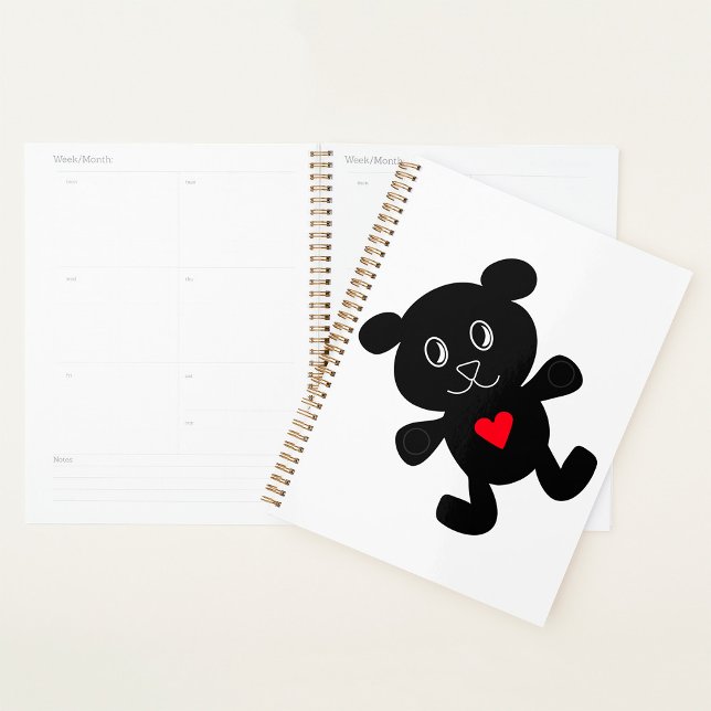 Black Teddy Bear Liebe Spiralplaner Planer (Von Creator hochgeladen)