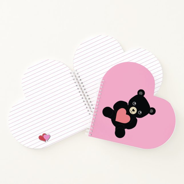 Black Teddy Bear mit Heart Notebook Notizbuch (Innenseite)