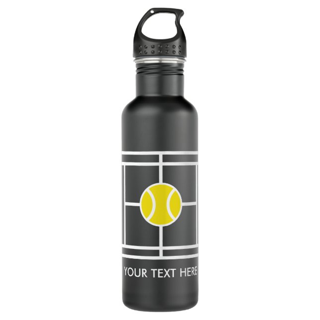 Black Tennis Court Wasserflasche Geschenk für Spie Edelstahlflasche (Vorderseite)