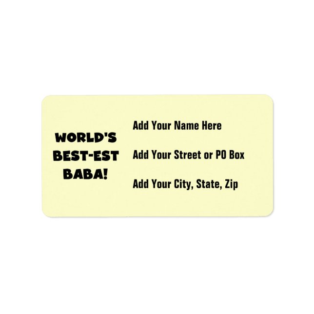 Black Text Best Baba T - Shirt und Geschenke Adressaufkleber (Vorne)