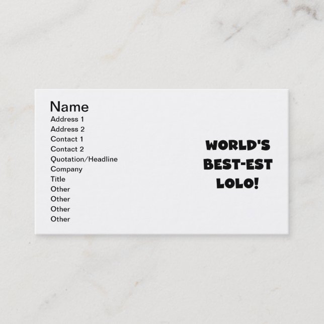 Black Text Best Lolo T - Shirt und Geschenke Visitenkarte (Vorderseite)
