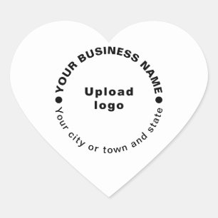 Black Text Business Brand on Heart Shape Sticker