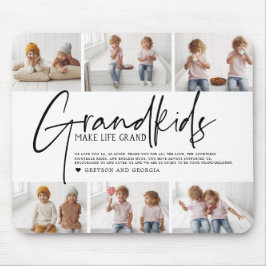 Black Text | Grandkids Make Life Grand Photo Mousepad
