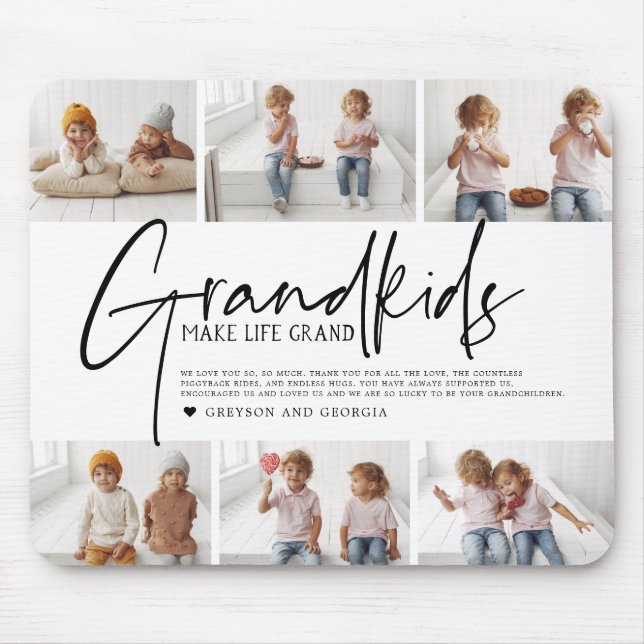 Black Text | Grandkids Make Life Grand Photo Mousepad (Vorne)