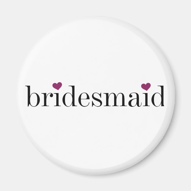Black Text Hearts Bridesmaid Magnet (Vorne)