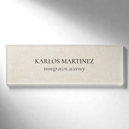 Black Text On Beige Linen Immigration Attorney Namenschild