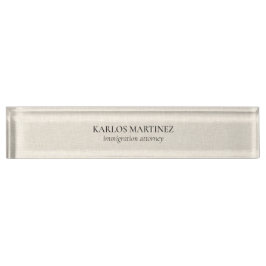Black Text On Beige Linen Immigration Attorney Namensplakette