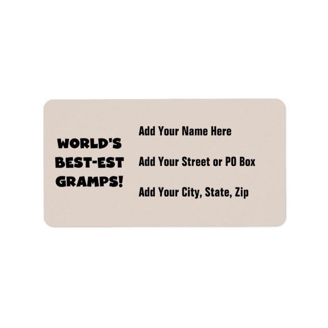 Black Text World's Best Gramps Geschenke Adressaufkleber (Vorne)