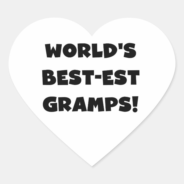 Black Text World's Best Gramps Geschenke Herz-Aufkleber (Vorderseite)