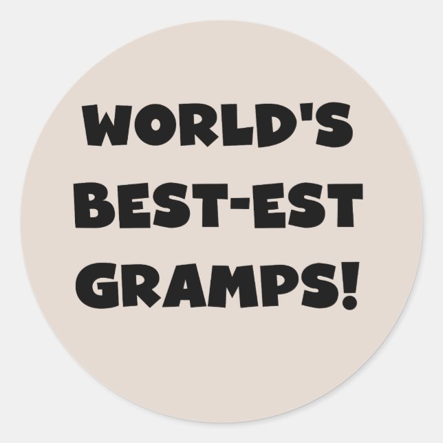 Black Text World's Best Gramps Geschenke Runder Aufkleber (Vorderseite)