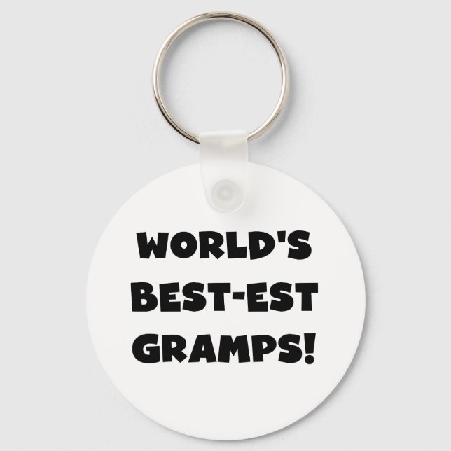 Black Text World's Best Gramps Geschenke Schlüsselanhänger (Vorderseite)