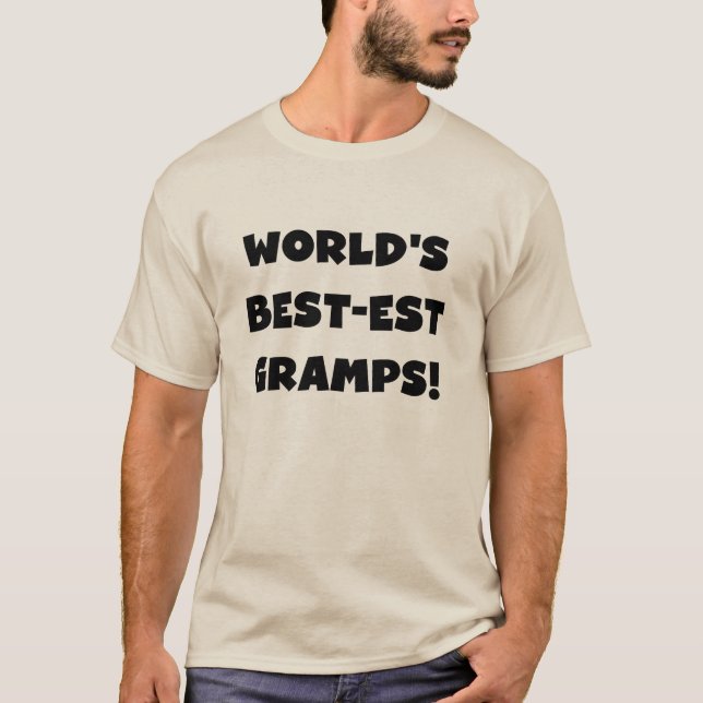 Black Text World's Best Gramps Geschenke T-Shirt (Vorderseite)