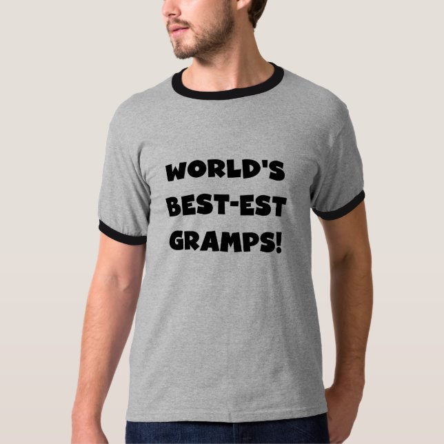Black Text World's Best Gramps Geschenke T-Shirt (Vorderseite)
