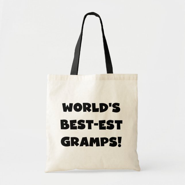 Black Text World's Best Gramps Geschenke Tragetasche (Vorne)