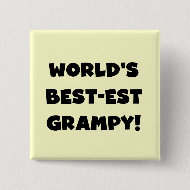 Black Text World's Best Grampy Geschenke Button (Vorderseite)