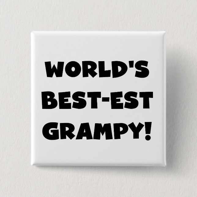 Black Text World's Best Grampy Geschenke Button (Vorderseite)