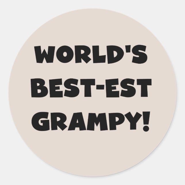 Black Text World's Best Grampy Geschenke Runder Aufkleber (Vorderseite)