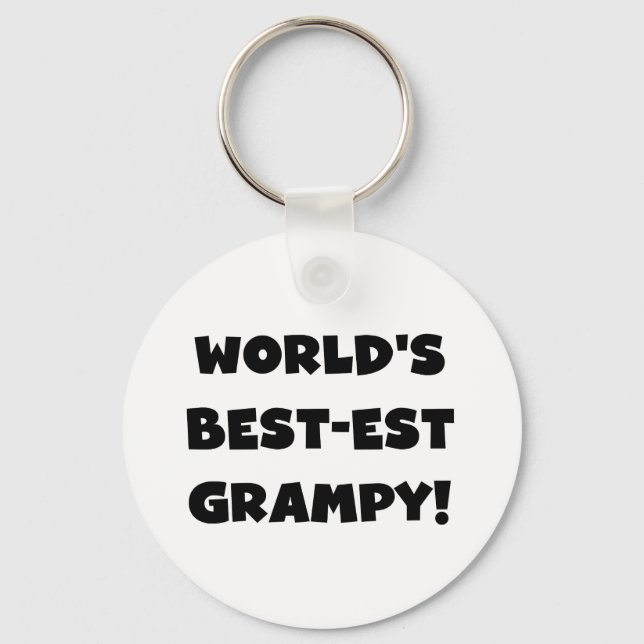 Black Text World's Best Grampy Geschenke Schlüsselanhänger (Vorderseite)
