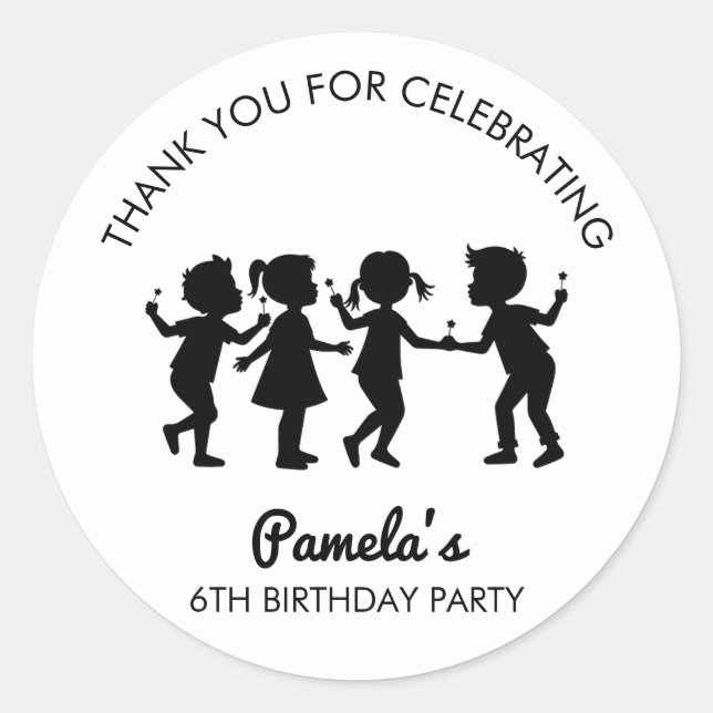 Black Thank You Cupcake Birthday Party Sticker (Devant)