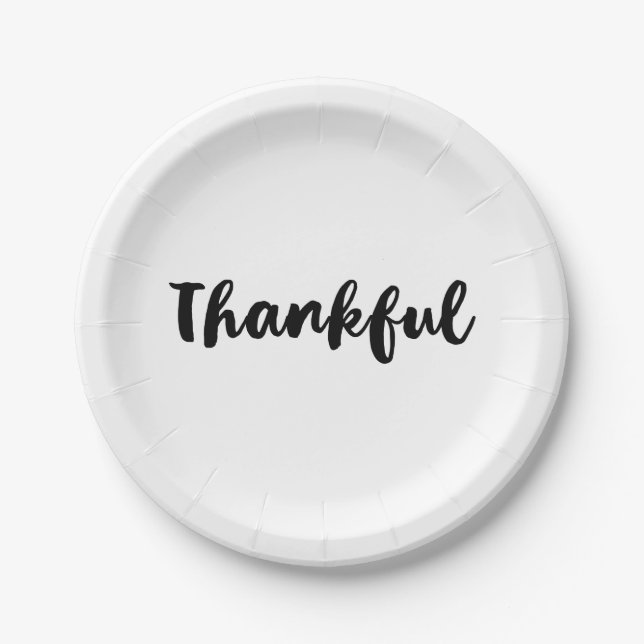 Black "Thankful" Erntedank Dinner Party Pappteller (Vorderseite)