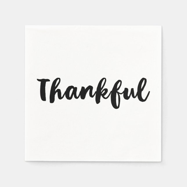 Black "Thankful" Erntedank Dinner Party Serviette (Vorderseite)
