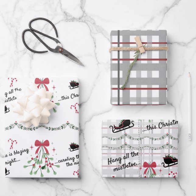 Black This Christmas Song Wrapping Paper Set Geschenkpapier Set (Vorderseite)