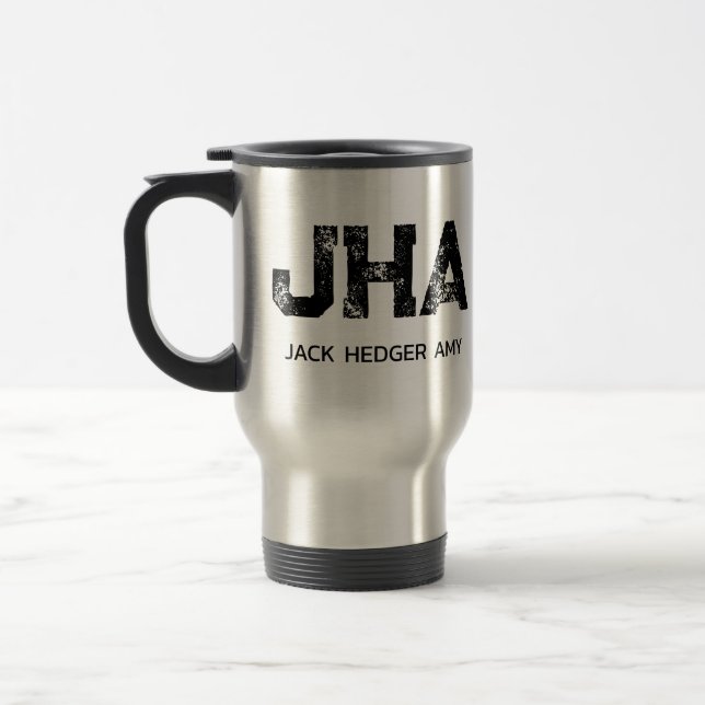 BLACK THREE LETTER MONOGRAM NAME STAINLESS STEEL REISEBECHER (Links)