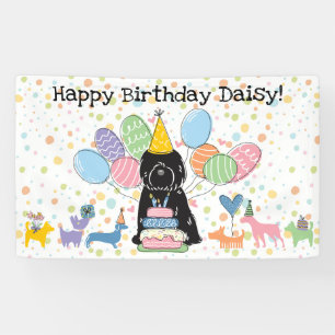 Black Tibeter Terrier Dog Birthday Party Banner