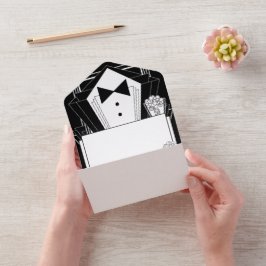 Black Tie Champagne All In One Einladung