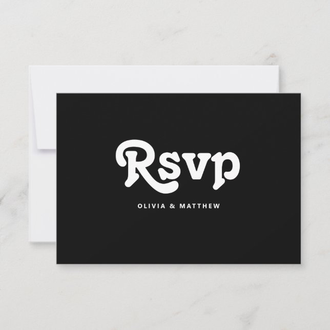 Black Tie Minimalist Wedding | Modern Typography RSVP Karte (Vorderseite)