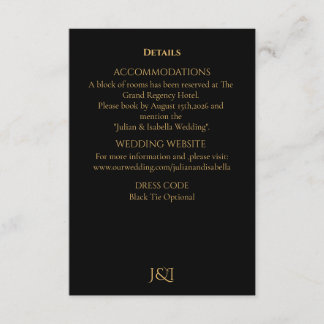 Black Tie Royal Regency Hochzeit Begleitkarte