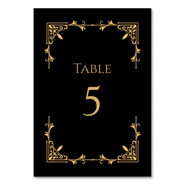 Black Tie Royal Regency Wedding Table Number Tischnummer (Vorderseite)