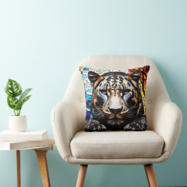 Black Tiger Mosaik gestanztes Glaspolster Kissen