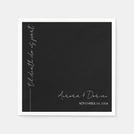 Black Til Death Minimal Wedding Napkin Serviette