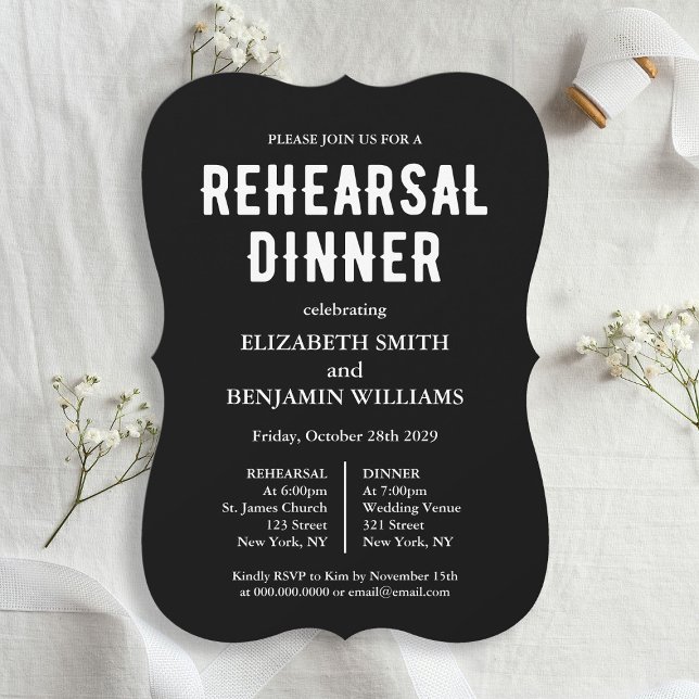Black Til Death Wedding Probe Dinner Einladung (Black Til Death Wedding Rehearsal Dinner Invitation
)