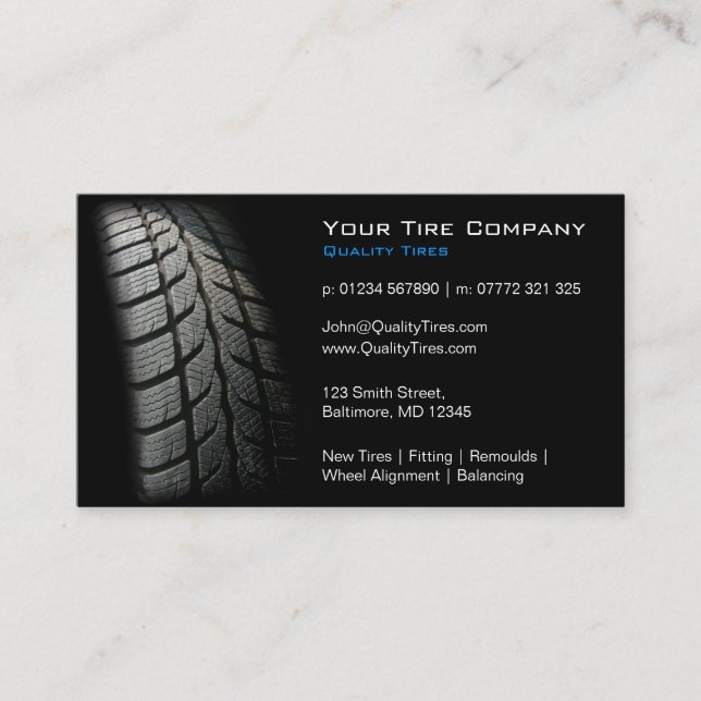 Black Tire Fitting Business Card Visitenkarte (Vorderseite)