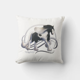 Black Tobiano Sinti und Roma Vanner Horse Kissen
