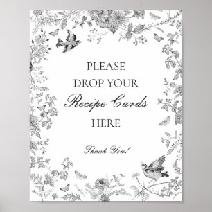 Black Toile De Jouy Floral Gemeinsames Rezept Brid Poster