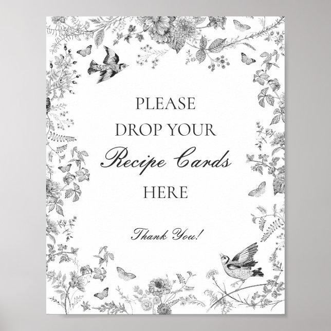 Black Toile De Jouy Floral Gemeinsames Rezept Brid Poster (Vorne)